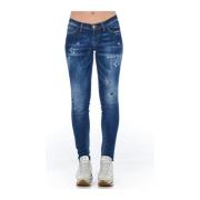 Skinny Denim Jeans met Versleten Wassing Frankie Morello , Blue , Dame...