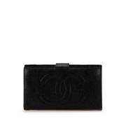 Pre-owned Leather wallets Chanel Vintage , Black , Dames