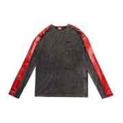 Lange mouw T-shirt in rood denim Diesel , Gray , Heren