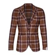 Wollen geruite blazer met brede revers L.b.m. 1911 , Brown , Heren