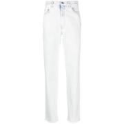 Bling Denim Straight Jeans Wit Gcds , White , Dames