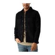 Heren Overshirt Regular Fit Stijlvol Shirt Pure Path , Black , Heren