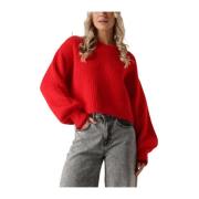 Rode Crop Gebreide Trui Co'Couture , Red , Dames