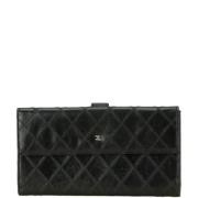 Pre-owned Leather wallets Chanel Vintage , Black , Dames