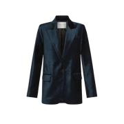 Velvet Blazer Notte Forte Forte , Blue , Dames