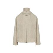 Stijlvolle Wollen Jas voor Vrouwen Lorena Antoniazzi , Beige , Dames