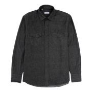 Zwarte Denim Western Shirt Salvatore Piccolo , Gray , Heren