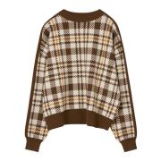 Eco Geruit Stijlvolle Top Rodebjer , Brown , Dames