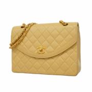 Pre-owned Leather chanel-bags Chanel Vintage , Beige , Dames