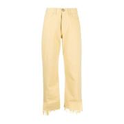 Elegante Gouden Katoenen Broek Jil Sander , Yellow , Dames