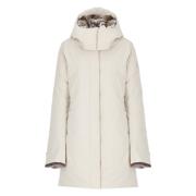 Beige Parka met Nep Bont Capuchon Save The Duck , Beige , Dames