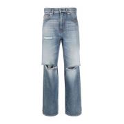 Blauwe Straight Denim Jeans Love Moschino , Blue , Dames