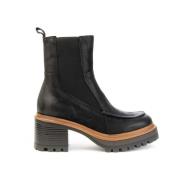 Suède Enkellaars met 6 cm Hak Mjus , Black , Dames