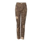 Luipaardprint Jeans Pinko , Brown , Dames