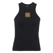 Retro Stretch Tank Top Balmain , Black , Dames