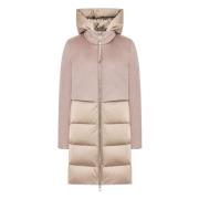 Beige Wol en Technische Stof Jas Duno , Beige , Dames