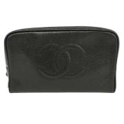 Pre-owned Leather clutches Chanel Vintage , Black , Dames