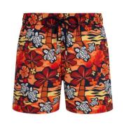 Korte Monoi Schildpadden Stretch Zwemshorts voor Heren Vilebrequin , M...