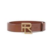 RL-logo gladleren riem Ralph Lauren , Brown , Heren