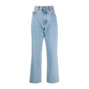 Blauwe Straight Denim Jeans Gcds , Blue , Dames