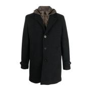 Single-Breasted Coats Paltò , Black , Heren