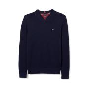 Blauwe Biologische Katoen Kasjmier Trui Tommy Hilfiger , Blue , Heren