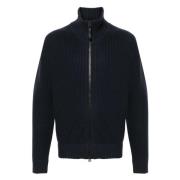 Blauwe Wollen Blend Rits Vest J.Lindeberg , Blue , Heren