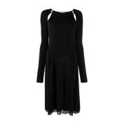 Zwarte Midi Jersey Jurk Salvatore Ferragamo , Black , Dames