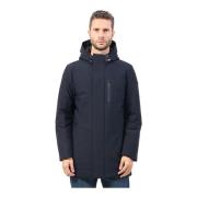 Blauwe Parka met Capuchon en Rits Bugatti , Blue , Heren