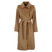 Klassieke Camel Wollen Jas Max Mara Studio , Brown , Dames