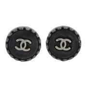 Pre-owned Metal earrings Chanel Vintage , Black , Dames