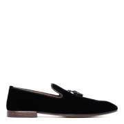 Zwarte Velvet Loafers Kwast Detail Tom Ford , Black , Heren