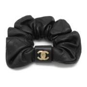 Pre-owned Leather hair-accessories Chanel Vintage , Black , Dames