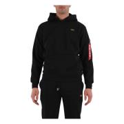 3D Logo Hoodie met Voorzak Alpha Industries , Black , Heren