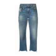 Blauwe Straight Jeans met Rips R13 , Blue , Dames