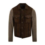 Bruine Gebreide Leren Jas Samu Model The Jack Leathers , Brown , Heren