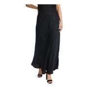 Zwarte Zijden Rok Georgina_Solid.Wi24 2-Biz , Black , Dames