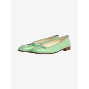 Pre-owned Leather flats Chanel Vintage , Green , Dames