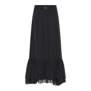 Elegante Chiffonbbskydance Rok in Zwart Bruuns Bazaar , Black , Dames