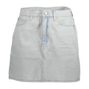 Blauwe Denim Korte Rok met Gewassen Effect Calvin Klein , Blue , Dames