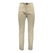 Beige Herenbroek 5 Zakken Knoop Rits Logo Gant , Beige , Heren