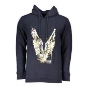 Blauwe hoodie met lange mouwen en logoprint Cavalli Class , Blue , Her...