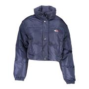 Blauwe Pufferjas met Logo Tommy Hilfiger , Blue , Dames