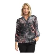 Grijs/Roze Paisley Blouse - Multicolor Patroon 2-Biz , Gray , Dames