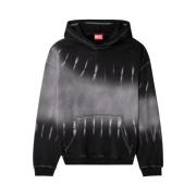 Zwarte Tie-Dye Hoodie Relaxte Pasvorm Diesel , Black , Heren