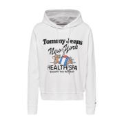 Witte hoodie met geribbelde boorden Tommy Hilfiger , White , Dames