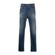 Blauwe Straight Jeans voor Mannen Diesel , Blue , Heren