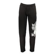 Heren Zwarte Sportieve Broek met Koord Cavalli Class , Black , Heren