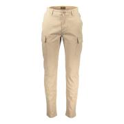 Beige Herenbroek met Zakken en Logo Napapijri , Beige , Heren