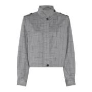 Moderne Grijze Geruite Jas Blazer Bruuns Bazaar , Gray , Dames